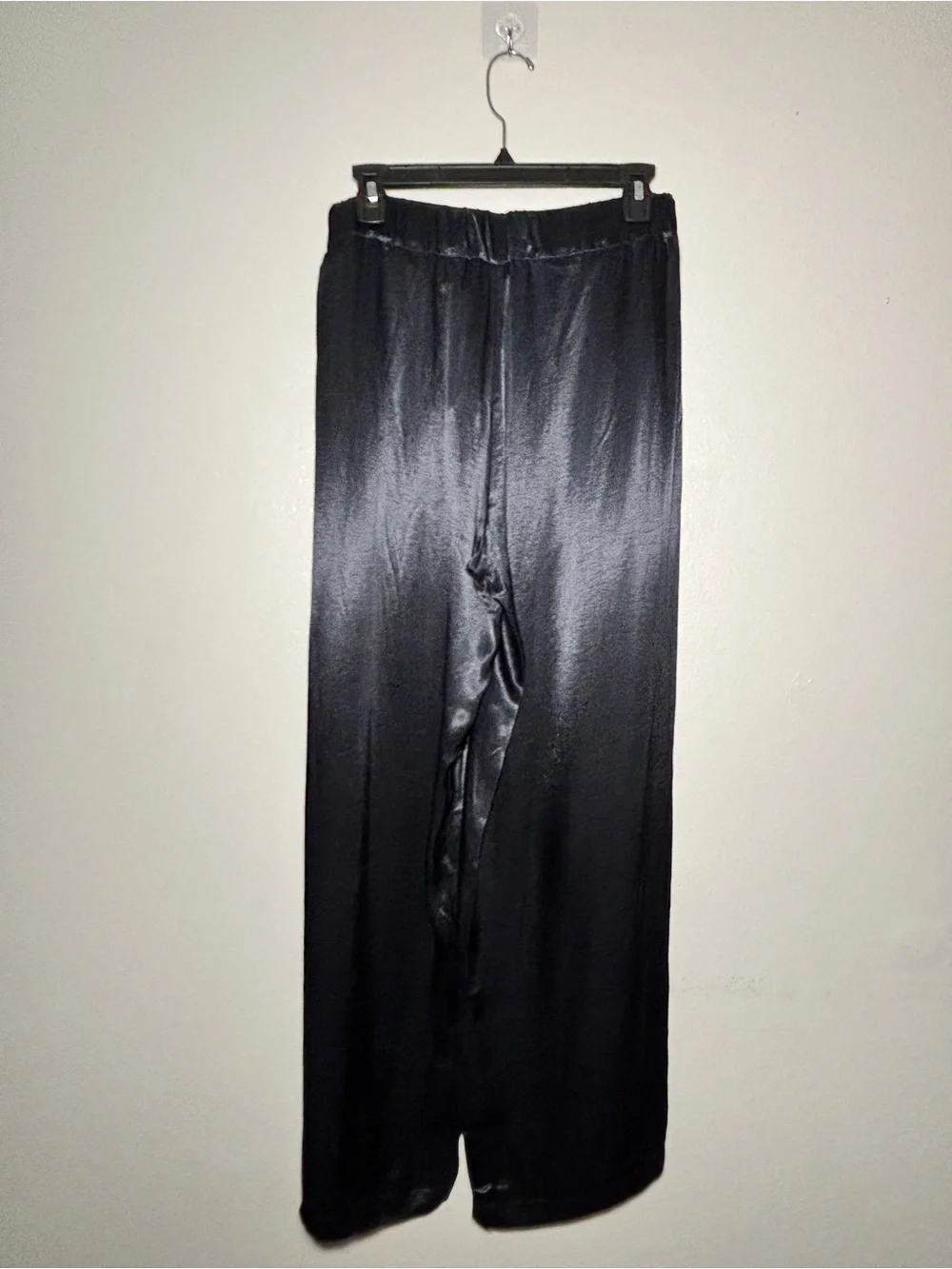Free People Black Satin Wide-Leg Dress Pants